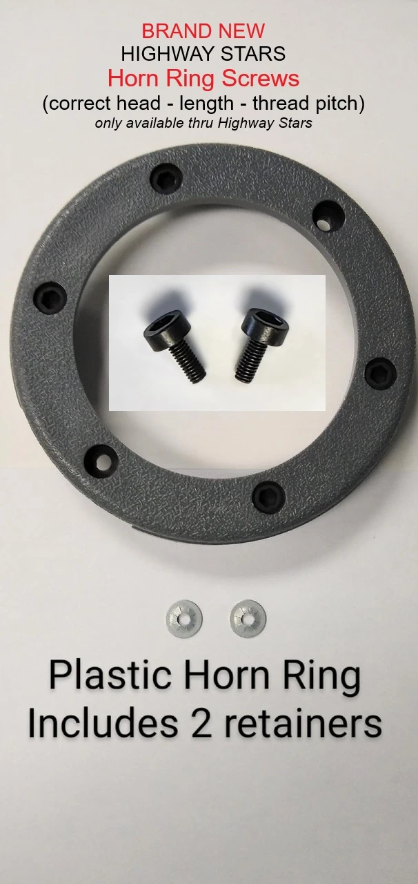 Highway Stars exclusive Steering wheel Horn cap ring  and screws with correct grain, 2 retainers & blackout holes exactly like factory and correct Grand National GNX Turbo T Type gray color  