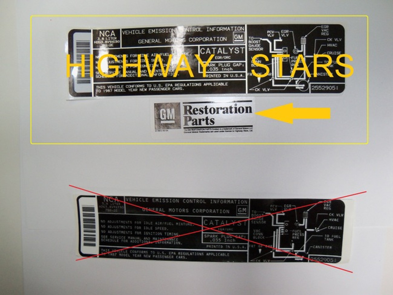Licensed GM Restoration Emission Label for 1987 Buick Turbo Regal Grand National GNX #25529051 LGM Licensed GM Restoration Emission Label for 1987 Buick Turbo Regal Grand National GNX #25529051 LGM