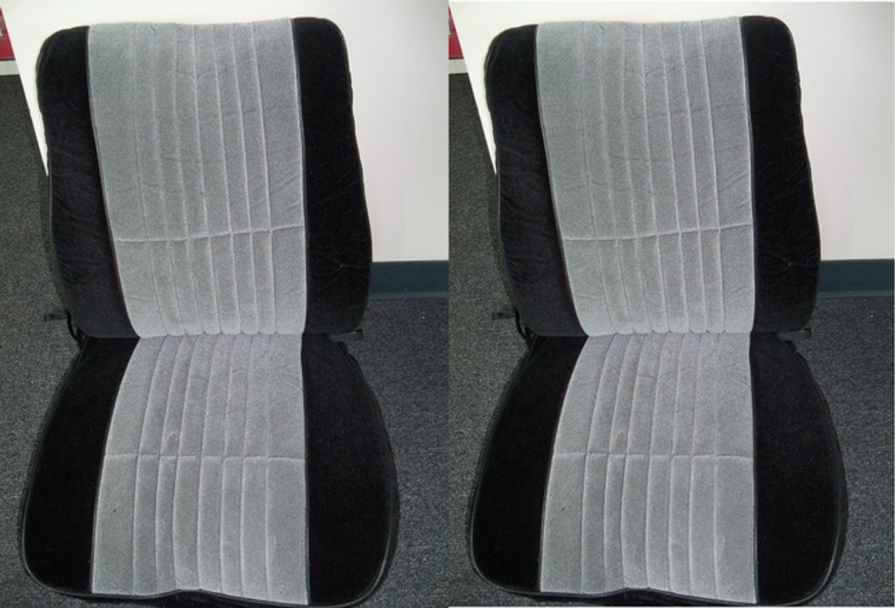 Interior- 85-87 Grand National Seat covers - Black Exclusive/Grey Exclusive Complete Set with BLACK Headrests