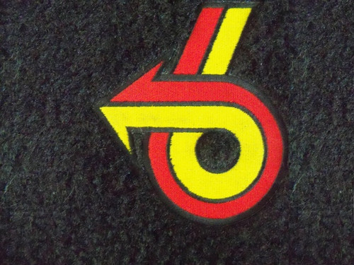 Front floor mats in black with Red and yellow Power 6 logo for Buick Grand National