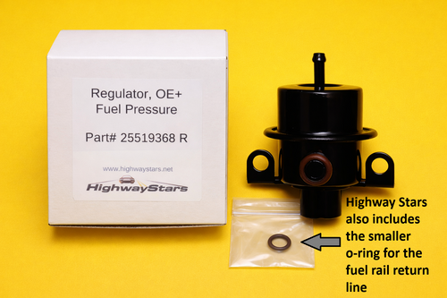 Fuel Pressure regulator replaces GM# 25519368 for 1986-1987 Buick Grand National, Turbo Regal & GNX and the correct polymer o-ring for the fuel rail return line