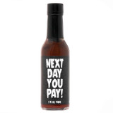 5oz bottle of Hellfire Next Day You Pay Hot Sauce