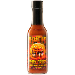 Bottle of Hellfire Angry Orange Hot Sauce