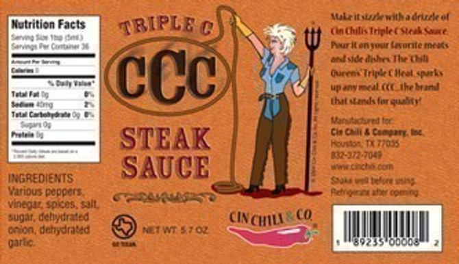 Cin Chili's Triple C Steak Sauce , 5.7 OZ