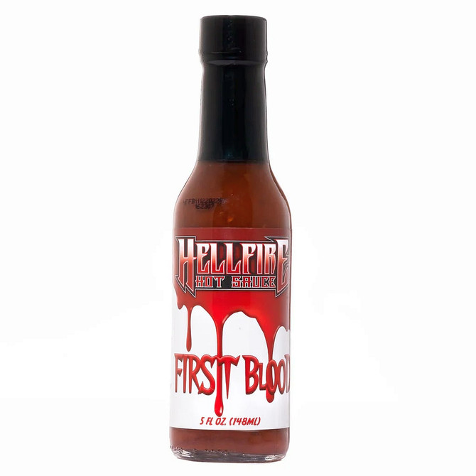 5oz bottle of Hellfire First Blood Hot Sauce