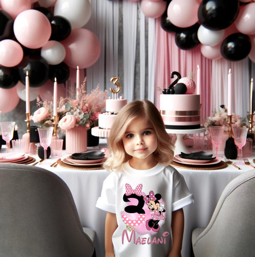 Minnie Mouse Birthday Party Personalized Custom White T Shirt or Onesie