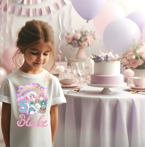 Squishmallows Birthday Party Personalized Custom White T Shirt or Onesie