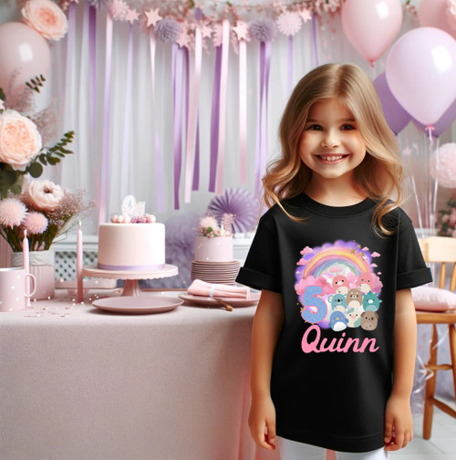 Squishmallows Birthday Party Personalized Custom Black T Shirt or Onesie