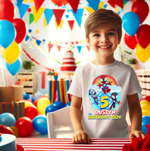 Spidey and his Amazing Friends Birthday Party Personalized Custom White T Shirt or Onesie