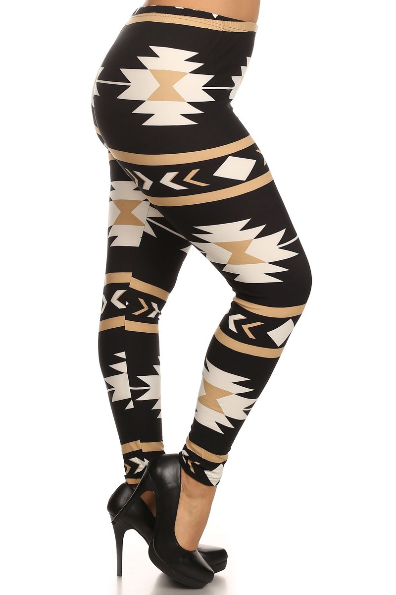 Navajo Tan Aztec Printed Plus Size 