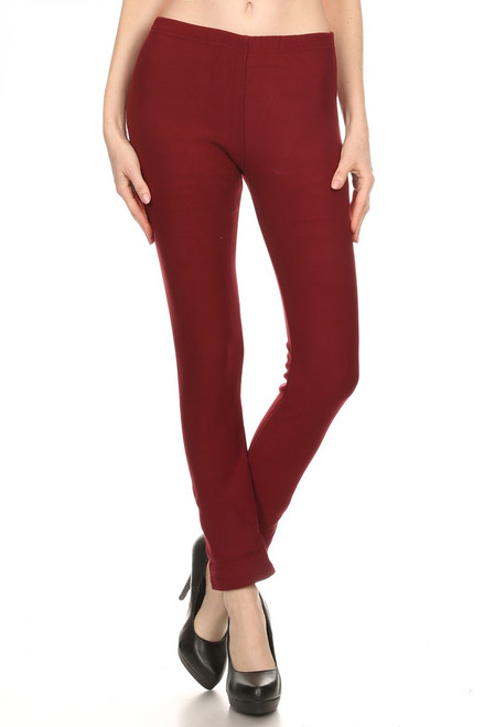 maroon fleece lined leggings