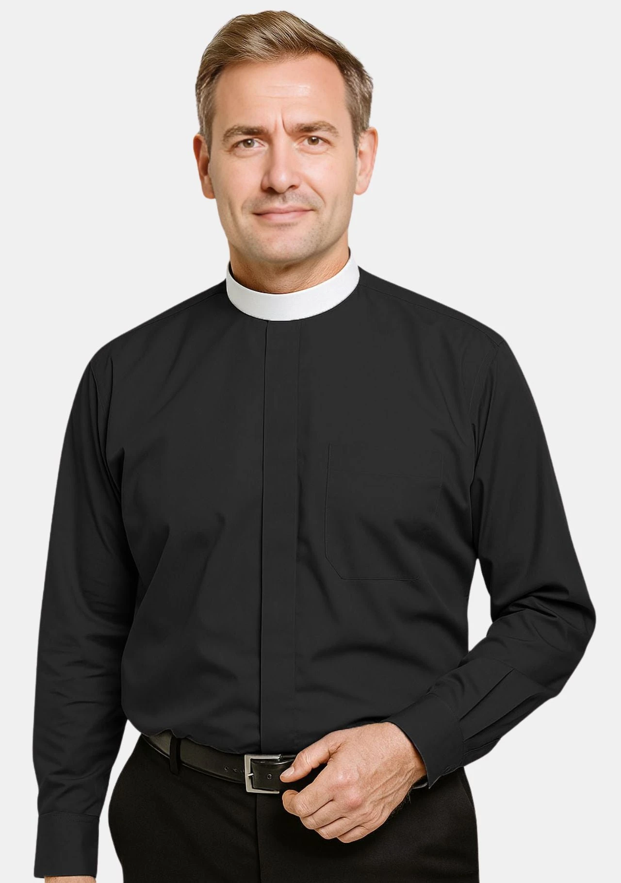 Black Clergy Shirt Full Collar
