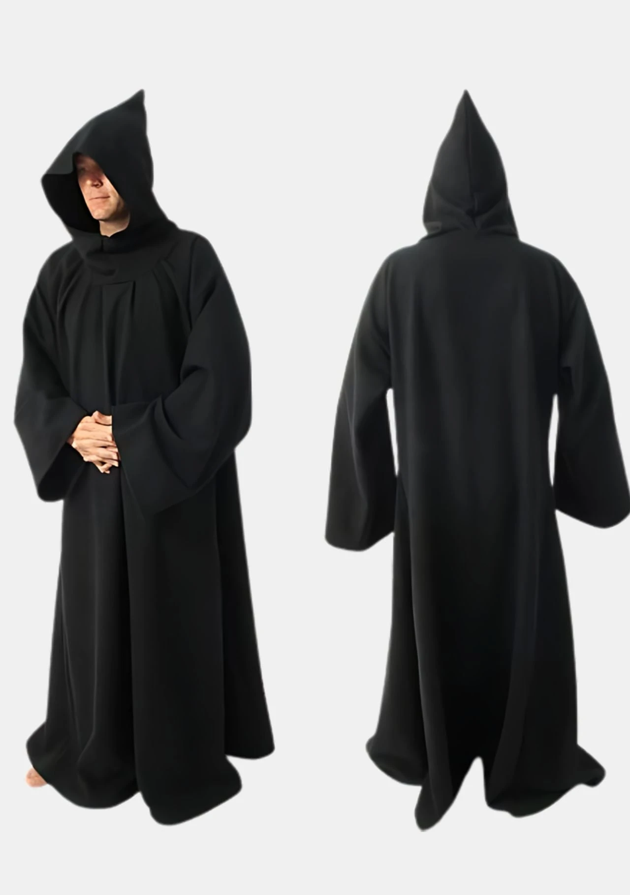 Black Monk Robe with Fixed Hood