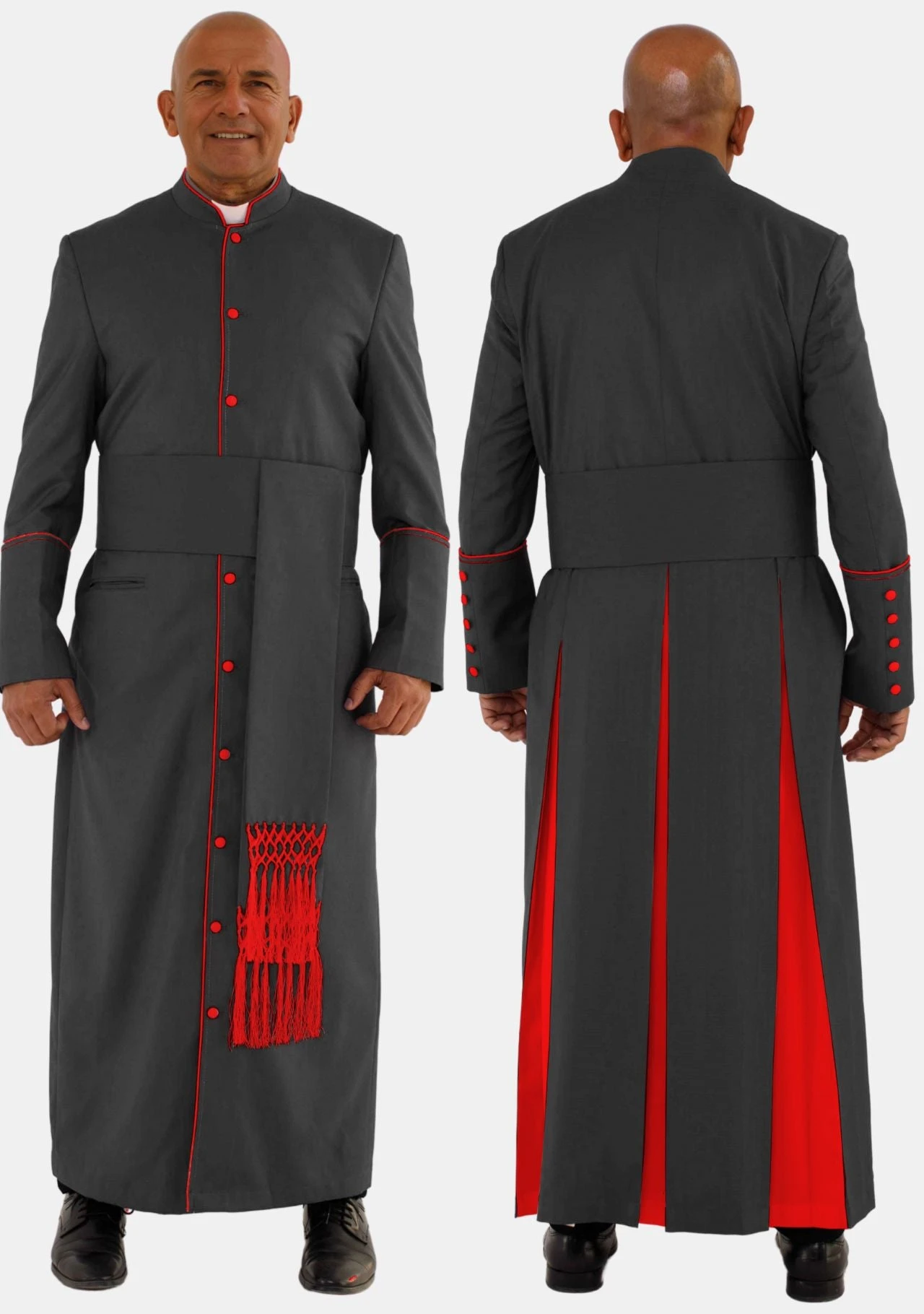 Bigtha Black with Red eClergy Robe for Men