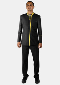 Black with Gold Priest Clerical Jacket