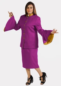 eClergy's Red Purple Gold Flared Sleeve Clergy Suit