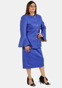 Women eClergys's Suit Flared Sleeve Royal Blue