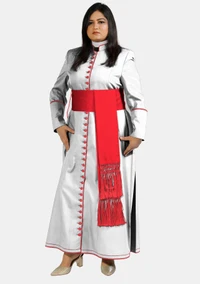 Purely Pious White Cassock with Red Piping For Women