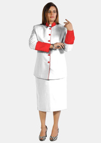 eClergy's White Red Clerical Skirt Suit