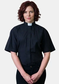 Ladies Tab Collar Black Shirt