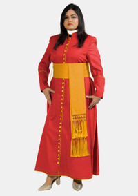 Hadarah Red Cassock with Gold Trim for Ladies
