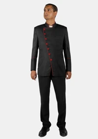 Black Red Double Breasted eClergy's Jacket
