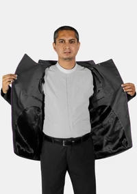 Black Purple Double Breasted Clerical Jacket