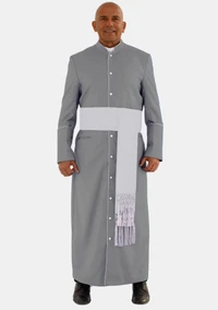 Gray With White eClergys Robe for Men