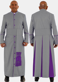 Gray with Roman Purple eClergys Men Robe