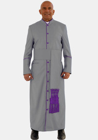 Gray with Roman Purple eClergys Men Robe