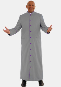 Gray with Roman Purple eClergys Men Robe