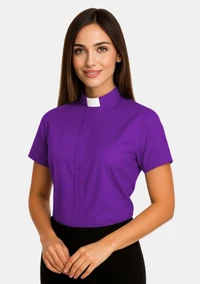 Short Sleeve Tab Collar Clergy Shirt for Women