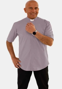 Short Sleeve Gray Clergy Shirt Tab Collar for Men