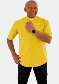 Tab Collar Short Sleeve Gold Clergy Shirt