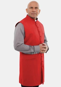 Men Clergy Long Vest Red