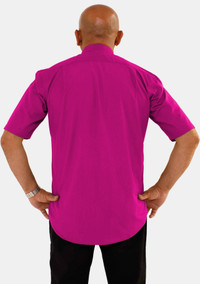 Tab Collar Short Sleeve Red Purple Clergy Shirt for Men