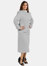Womens Clergy Dress Gray with Designer Buttons
