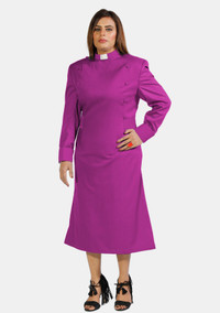 Womens Clergy Dress Red Purple with Designer Buttons