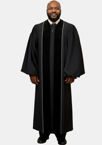 Immanuel Pulpit Robe for Men Black and White