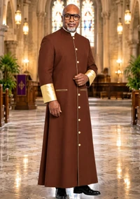 Clergy Robe for Men Brown and Gold Sleeve