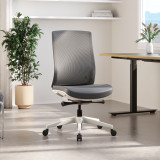 ofinto Ergo Bürostuhl weiß mit weißem Fußkreuz ohne Armlehnen - schlankes Design für Home Office
