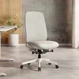 ofinto Bürostuhl Cloud in Weiß ohne Armlehnen und ohne Kopfstütze, ergonomischer Bürostuhl