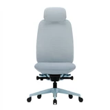 ofinto Bürostuhl Cloud in Blau ohne Armlehnen und mit Kopfstütze, ergonomischer Bürostuhl in Frontalansicht