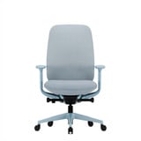 ofinto Bürostuhl Cloud in Blau mit Armlehnen und ohne Kopfstütze, ergonomischer Bürostuhl in Frontalansicht