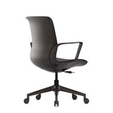 ofinto Flex Office Rückansicht in Schwarz mit Armlehnen - strukturierte Rückenschale mit geometrischem Muster und solider Verarbeitung für langlebige Büroausstattung