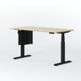 ofinto PC-Halterung Schwarz montiert am elektrisch höhenverstellbaren Schreibtisch Elevate - verstellbare Computer-Halterung mit Lüftungsgitter an schwarzem Tischbein, platzsparende CPU-Aufbewahrung unter dem Schreibtisch mit Holzplatte
