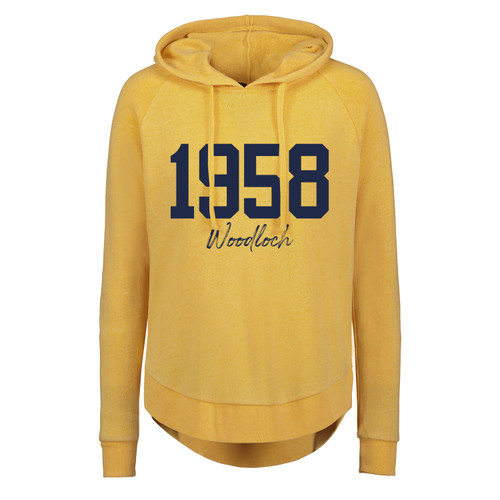 Ladies "1958" Open Bottom Hooded Sweatshirt - Sunglow Ladies "1958" Open Bottom Hooded Sweatshirt - Sunglow
