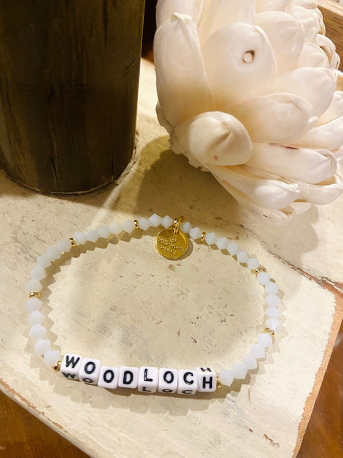 Woodloch Word Block Bracelet - Frosted Crystal Beads