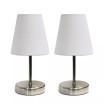 Simple Designs Sand Nickel Mini Basic Table Lamp with Fabric Shade 2 Pack Set