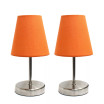 Simple Designs Sand Nickel Mini Basic Table Lamp with Fabric Shade 2 Pack Set